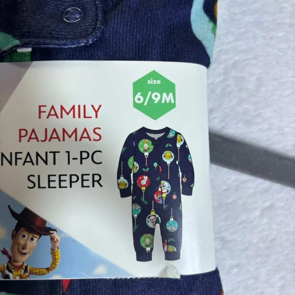 Disney 100 One Piece Sleeper Infant 6/9M Navy Blue New Holiday Character Print